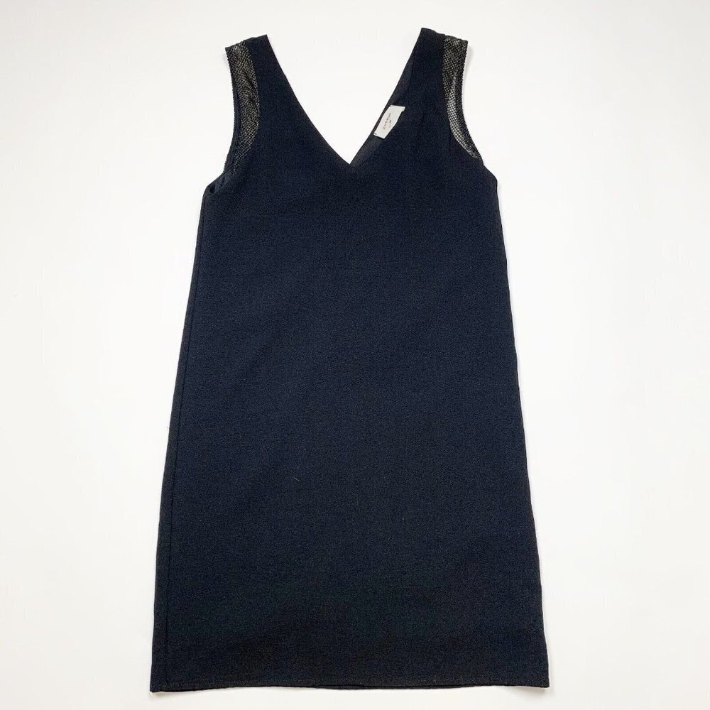 Everly Womens Shift Dress Black S V Neck Sleeveless Mesh Pullover Polyester